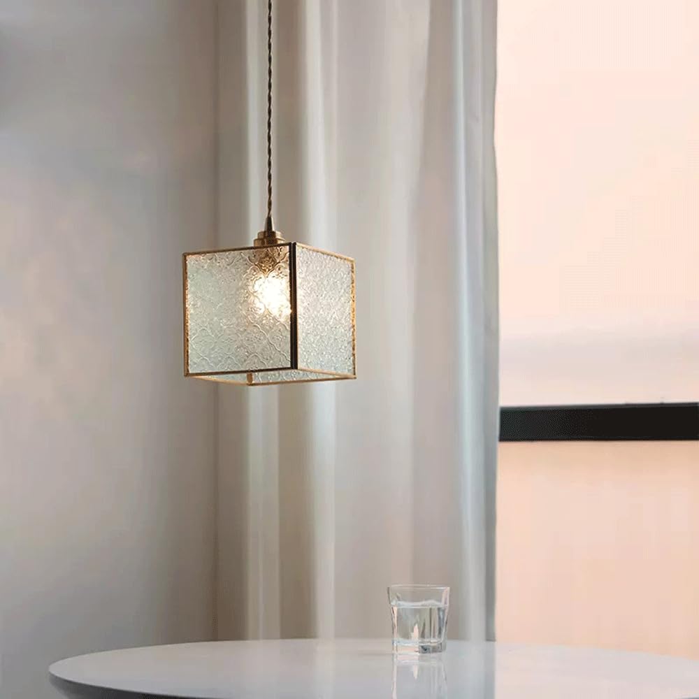 Lámpara De Techo Francesa Minimalista E27 - Luz Vidrio Cobre Ajustable