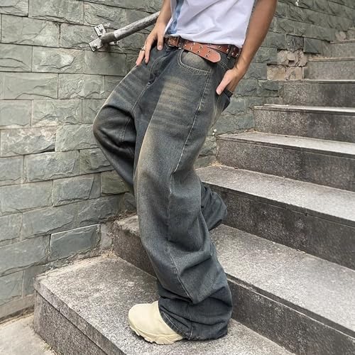 Men's Y2K Baggy Hip Hop Jeans - 90s Retro Wide Leg Skate Denim Pants Loose Fit Oversized Streetwear with Pockets3