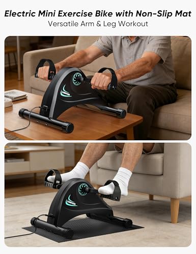 Image of Under Desk Bike Pedal Exerciser for Seniors, LUBBYGIM Mini Exercise Bike for Physical Therapy, Electric Motorized Foot Pedal Machine for Arm and Leg Fitness, 6 Speed Levels