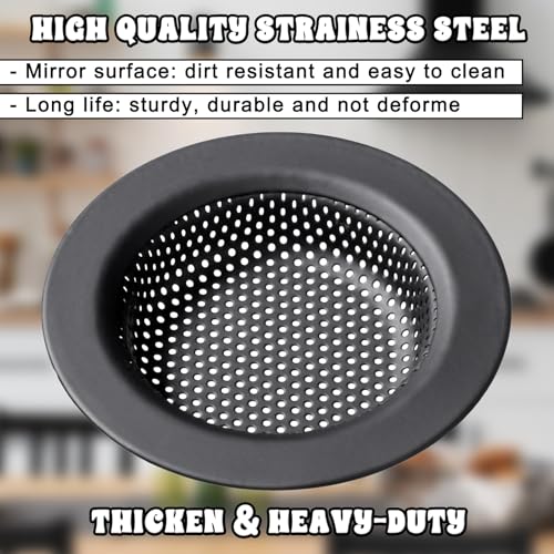 Colador de fregadero de cocina 2 piezas acero inoxidable negro 11.2 cm miniatura 3