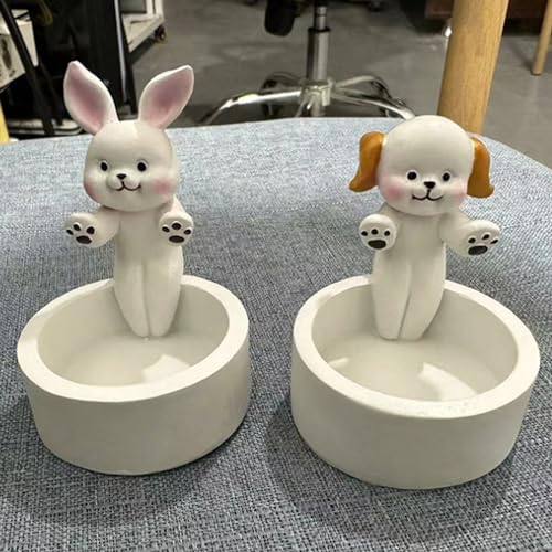 Perzoe 6601366013A08A5A61 Cat Candle Holder, Warming Paws Cartoon Bunny Candle Holder, Resin Ghost Candle Holder Rabbit Dog Tea Scented Candle Holder, Handmade Scented Light Holder thumb #3