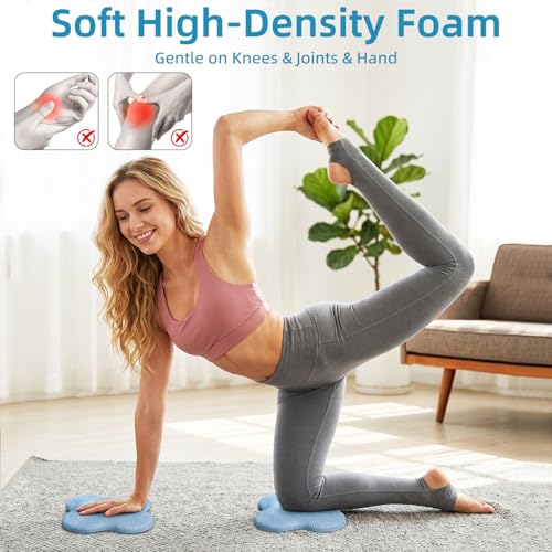 Image of Yoga Knee Pads Set of 2 - Extra Soft Non-Slip Yoga Knee Pad Cushion for Knees Elbows Wrists - Pilates & Workout Knee Pads for Floor Exercises, Kneeling, Stretching, Fitness, Blue