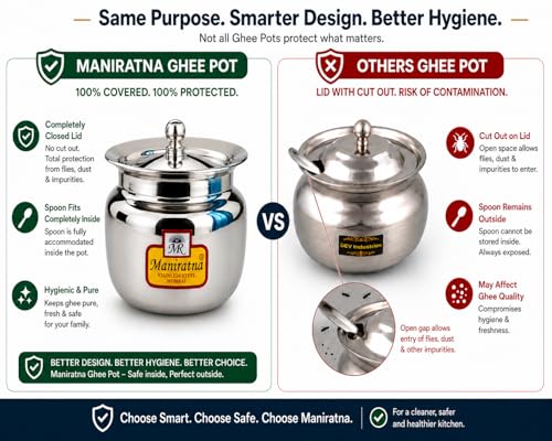 Image of Stainless Steel Bati Cooker & Gas Tandoor for Home Kitchen | Free Multipurpose SS Tong | Multi-Purpose Gas Oven with Heavy Duty Lid, Dual Riveted Handle (Ultra Pro with Heavy Duty Ghee Pot)