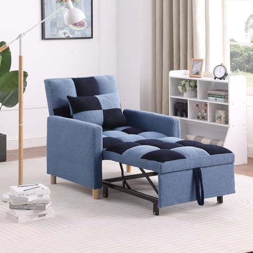 Sillón Convertible Plegable Azul miniatura 1