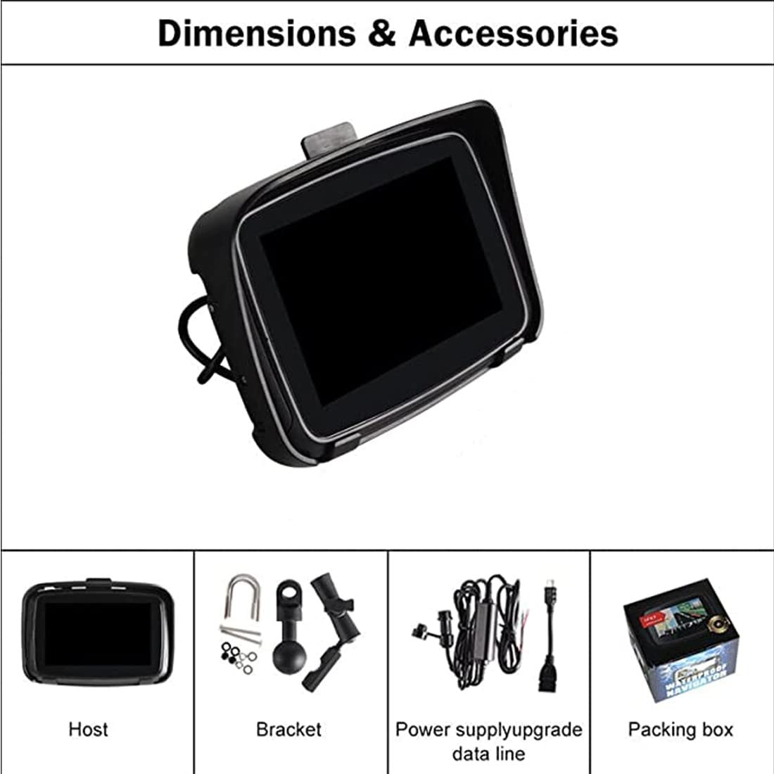 Navigatore GPS Per Moto, Carplay Wireless Touch Screen Da 5 Pollici, IPX7 Impermeabile, Connessione BT, WIFI 4G USB Plug And Play, Posizionamento Preciso, Mappa In Tempo Reale