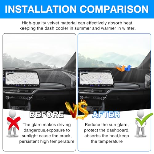 Image of Autorder Dashboard Cover Mat for Chevy Chevrolet Equinox EV 2024 2025 2026 Accessories Dash Cover Upgrade Velvet Dash Mat Sunshade Glare UV Rays Protector