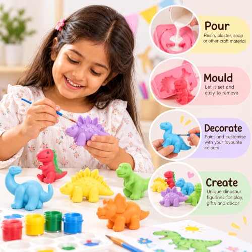 Image of Asian Hobby Crafts Silicone Dinosaur Mould Kid Cartoon Chocolate Gummy Mold