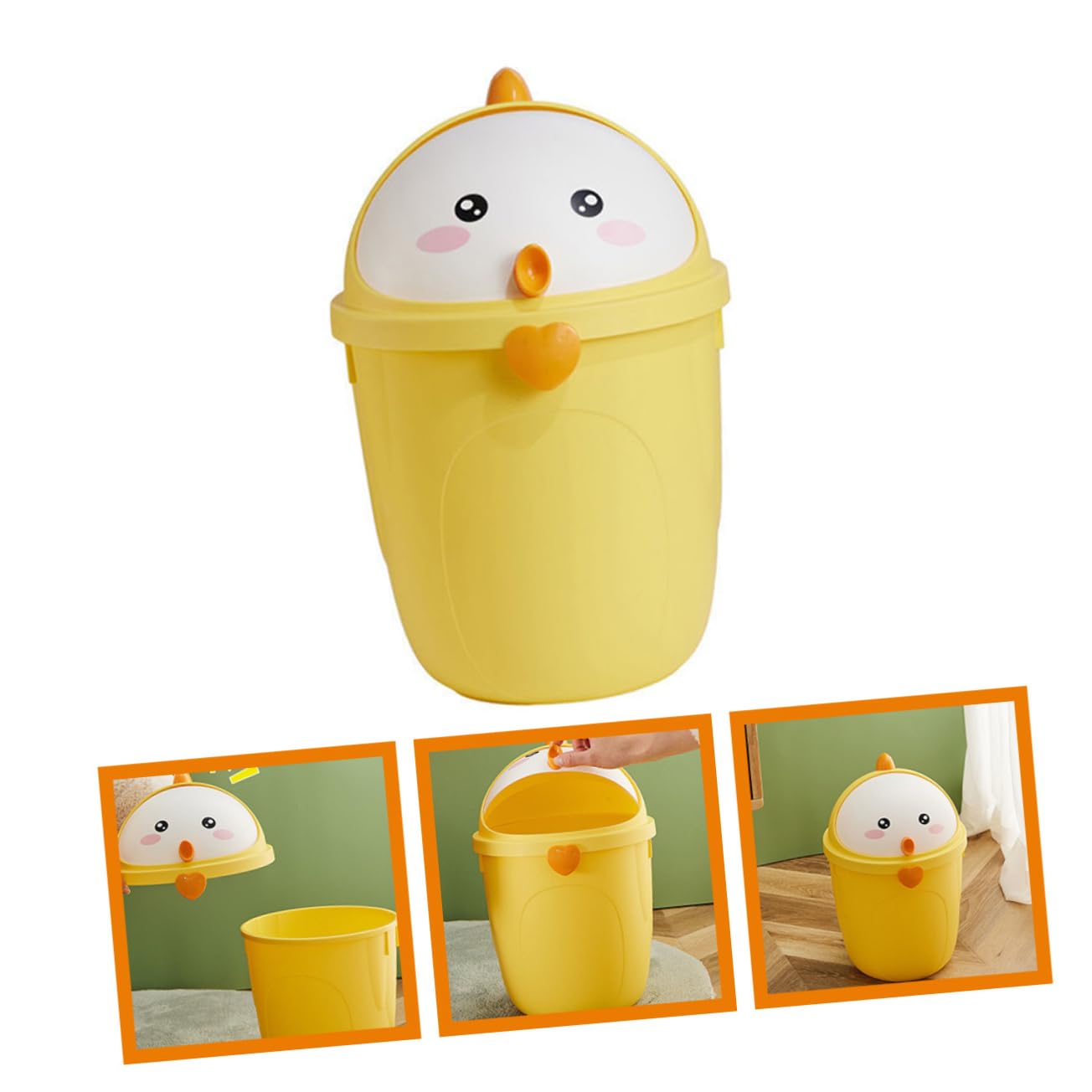PRETYZOOM Cute Chick Trash Can Lid Decorative Waste Bin for Home Office Odor-Blocking Design Versatile Storage Container for Bedrooms and Nurseries