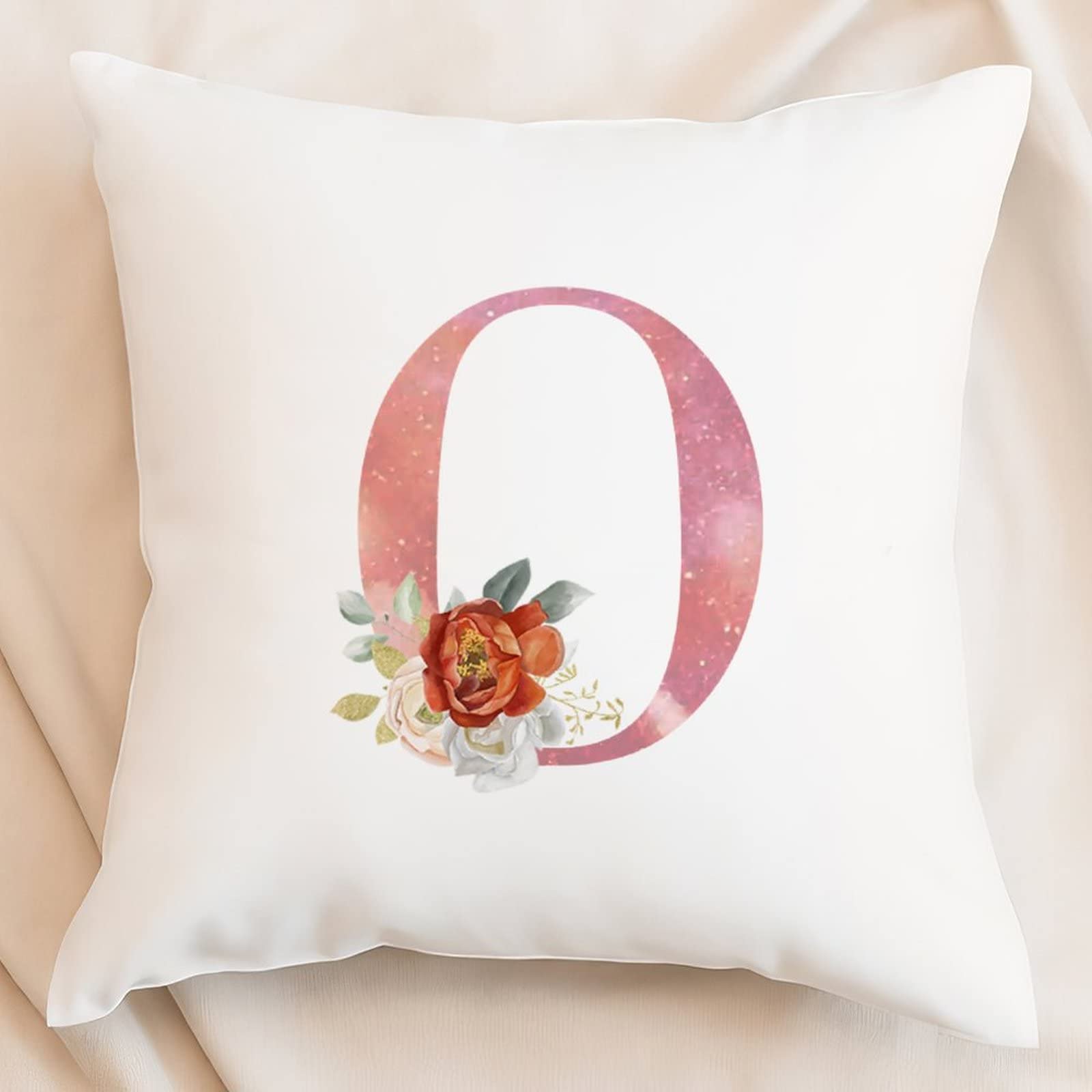 Federa Cuscino ABAKUHAUS Lettera O Con Orchidea – 40x40 Cm, Fucsia E Nero, Stampa Fronte/Retro