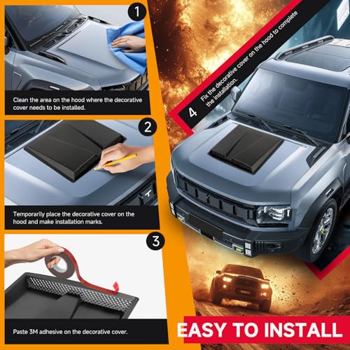 Image of DREAMOTOR Hood Scoops For Cars, Universal Hood Scoop Vents, Automotive Hood Scoops for Trucks Compatible with F150 F250 F350 GMC Sierra 1500 2500 Dodge Ram 1500 2500 Toyota Tundra Jeep Wrangler