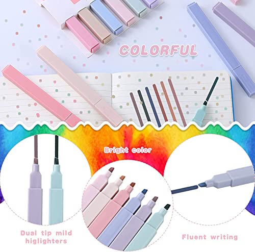 Image of Aesthetic Cute Highlighters Bible and Pens No Bleed Mild Soft Chisel Tip Pastel Highlighters Marker Pens for Journaling Note Taking School Stationary (12 Pcs Aesthetic Highlighter), Multicolor