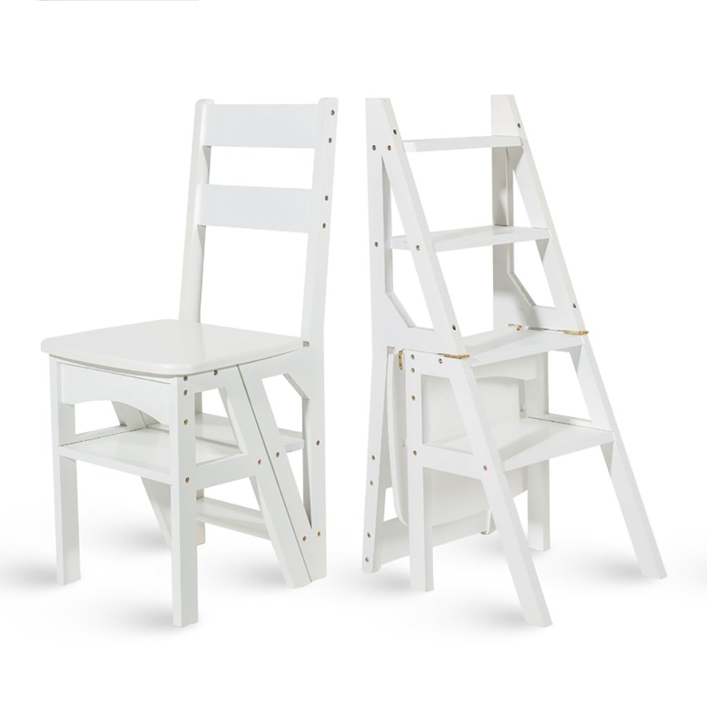 Chaise pliante escalier 4 marches LUNEZY convertible double usage blanc