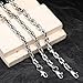 FLHEART Silver Link Chain Bracelets for Men Women, 7mm Stainless Steel Paperclip Solid Chunky Chain Bracelets, Cool Rectangle Bracelets Trendy Mens Jewelry Gifts, 7.7/8.7/9.5IN