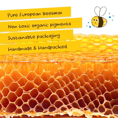 Medenka Wachsmalstifte ab 1 Jahr | Ungiftig & Zertifiziert | 100% reines, europäisches Bienenwachs | Für kleine Hände gut zu greifen | Ohne unnötige Zusatzstoffe & Umweltfreundlich | 6er Pack