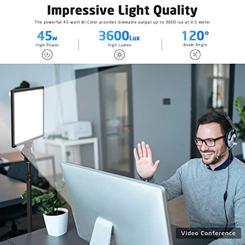 IVISII Desk Mount LED Video Light Kit, 2-Pack Photography Lighting with C-Clamp Stand, Dimmable Bi-Color 3000K-8000K Panel Light for YouTube TikTok Game Live Stream Video Conference - Thumbnail 3