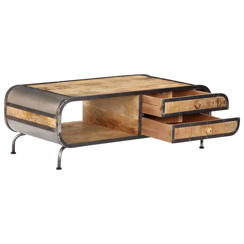 Mesa de café de 100 x 50 x 35 cm, de madera maciza de mango, para salón, mesas de salón, mesas de salón, para un ambiente acogedor