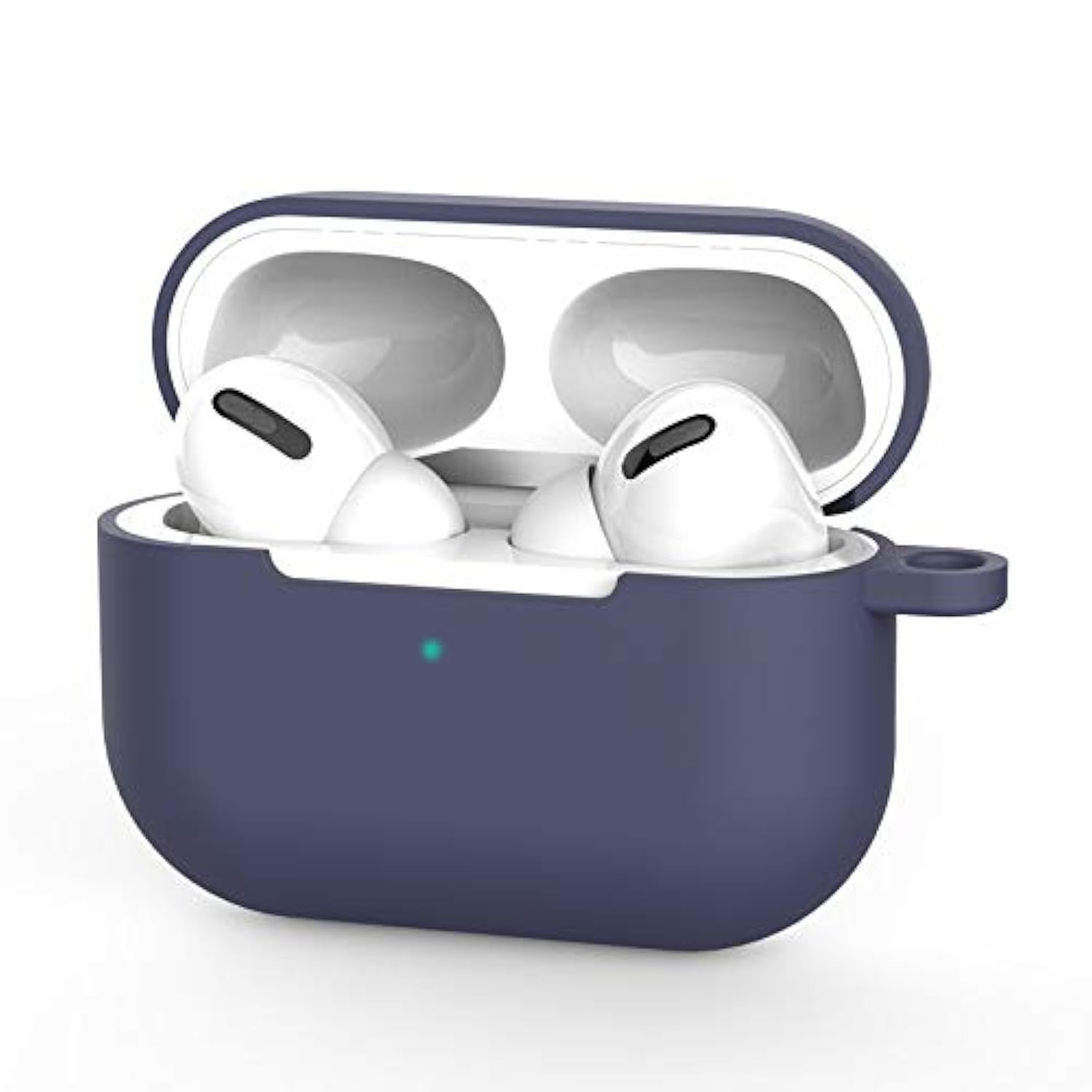 AirPods Pro Silicone Protective Case and Skin Case for AirPods Pro [Front LED Visible] [Wireless Charging] (Has Ears, Without Carabiner, Midnight Blue)