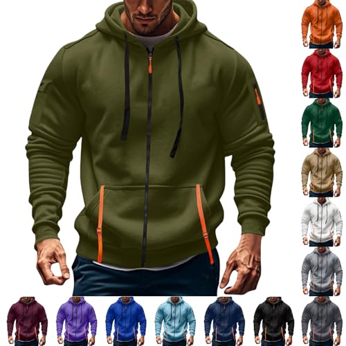Hoodies for Men Full Zipper Lightweight Oversized Pullover Casual Loose Hooded with Pocket Fall Sweatshirts 20253