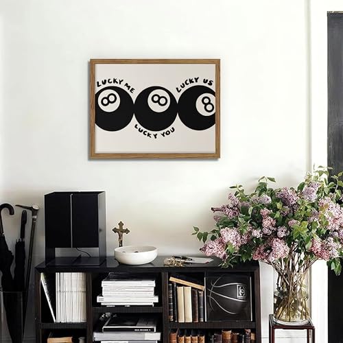 Trendy Black 8 Ball Wall Art, Funny Lucky You Y2k Canvas Wall Decor Painting, Funky Cool Billiards Posters Prints Pictures for Living Room Bedroom Apartment Dorm Room Decor 16x24 Inch Wood Framed - Image 7