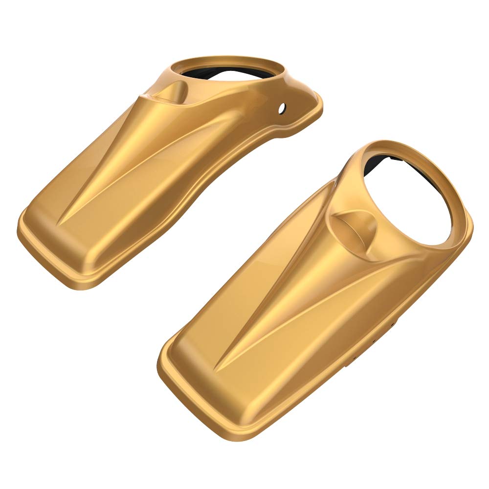 Moto Onfire 8'' Saddlebag Speaker Lids, Covers Fit for Harley Touring, Road Glide, Street Glide Special, Road King, 2014+ (Black Hills Gold)