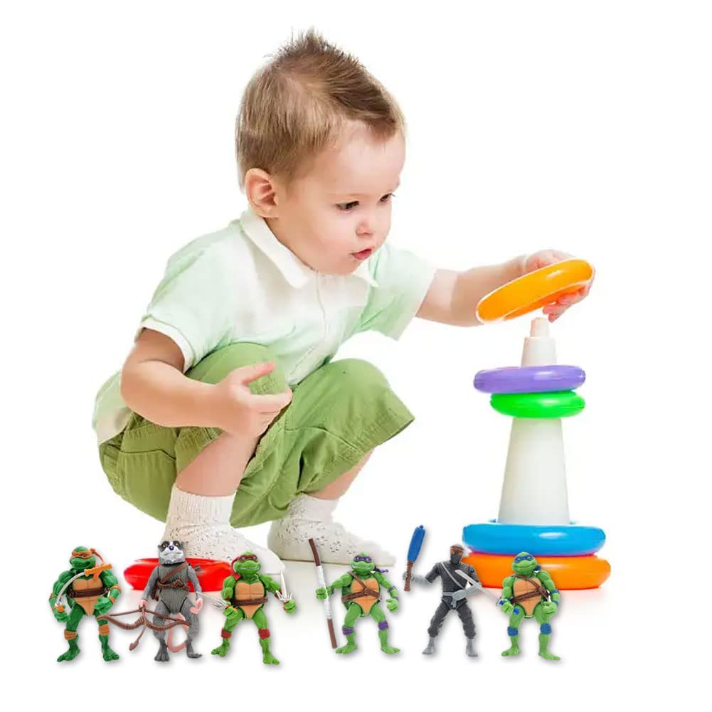 Figurines Tortues Ninja - Lot De 6 - Décoration Gâteau Anniversaire - Cadeau Enfant Thème Animé