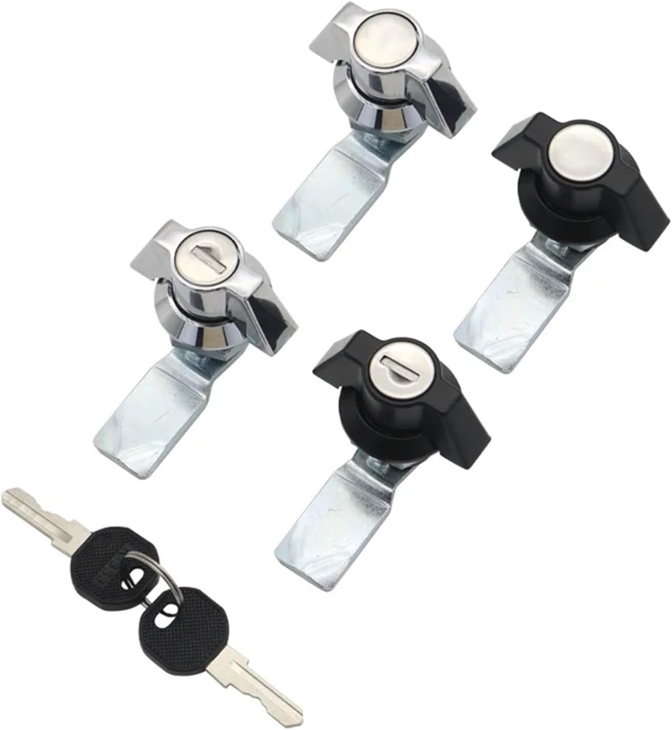 Cabinet Mechanical Equipment Electrical Box Door Zinc Alloy Handle Cylindrical Tongue Lock 1Pcs(Black-with Lock)