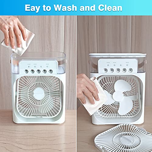 AILUKI Mini-airconditioner, 3-in-1 USB-verdampingsluchtkoeler, persoonlijke luchtbevochtiger met 7 kleuren led-licht… - Image 8