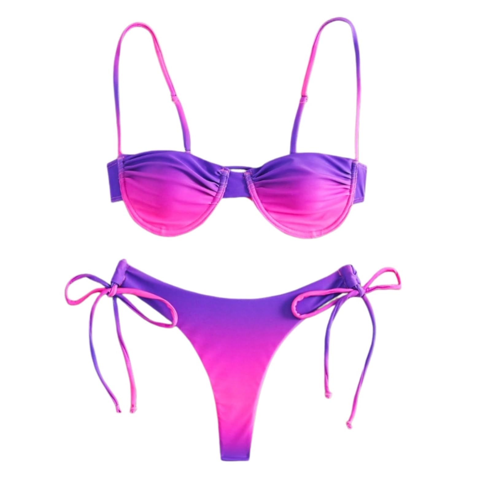 Bikini Donna Ombre Set Underwire Due Pezzi Costume da Bagno Cravatta Laterale Fondo-bikini8-m