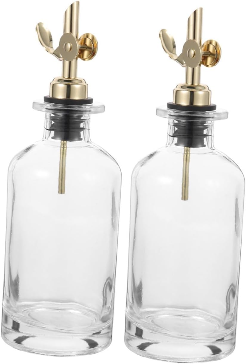 Gatuida Automatic Opening Glass Oil Dispenser Bottle Set 2 X 500ml with Oil and Vinegar Pourer with Controlled Pour Spout for Cooking and Soy Sauce Storage
