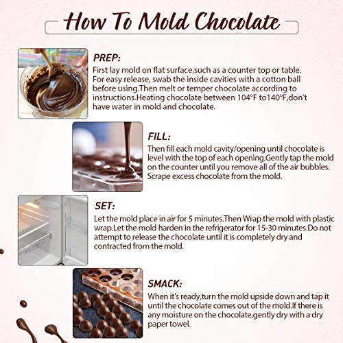Jeteven Chocolate Candy Jelly Bonbon Making Mold, Non-stick PC Polycarbonate Mould Tray (Semi-Sphere)