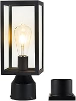 Windben Matte Black Waterproof Outdoor Post Light - Cast Aluminum Lamp Post with Pier Mount Base, 13.8" for Garden Yard Driveway