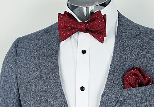 Image of Alizeal Mens 2pcs Solid Self-tied Bow Tie Set | Alizeal Mens 2pcs Self-tied Solid /Animal Bow Tie and Pocket Square Set Perfect for Wedding Business Formal Events