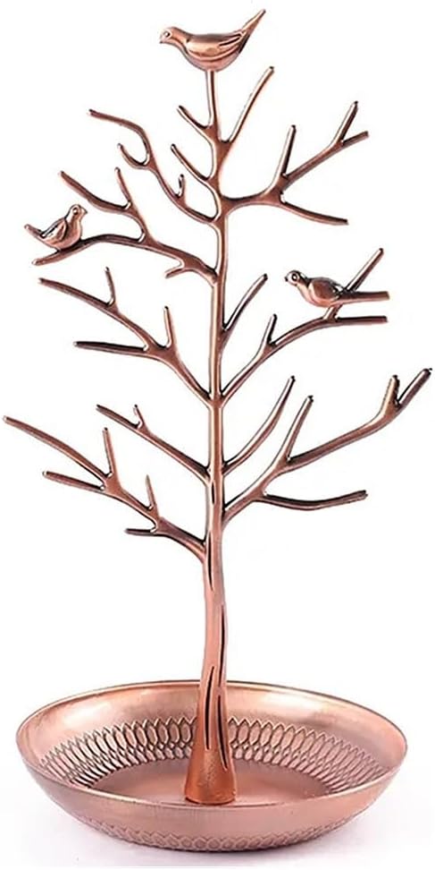TRIXES Antique Bronze Jewelry Tree Stand, Vintage Birds, Hang Your Jewelry - Hanging Organizer Rack Tower - Display Stand