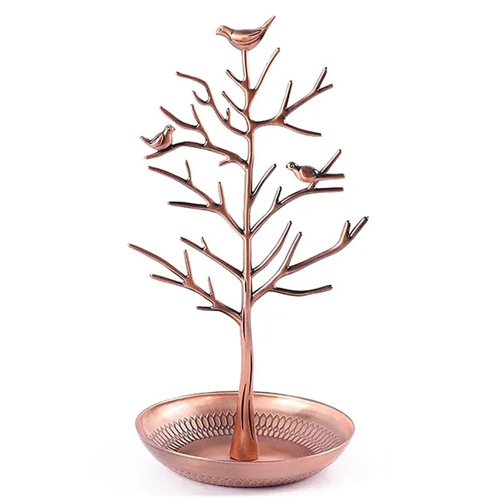 TRIXES Antique-Bronze Jewellery Tree Stand – Vintage Birds – Hang your Jewellery – Hanging Organiser Rack Tower - Display Stand