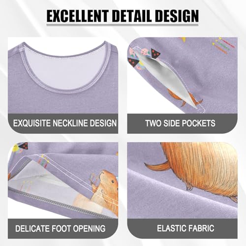 senya Cute Capybara Birthday Purple Summer Pajamas Set Short Cotton Sleepwear 2 Piece4