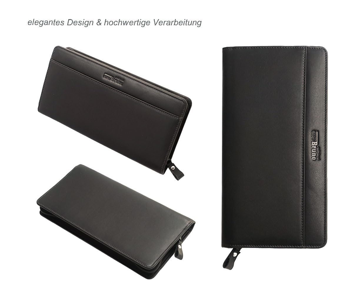 Reiseorganizer Dokumente Leder, Reisepasstasche Leder schwarz Reisepasshülle, Passport Tasche für Reisen, Reisemappe, Dokumentenmappe, Reisebörse Tickettasche Ausweistasche Leder Passport-Etui