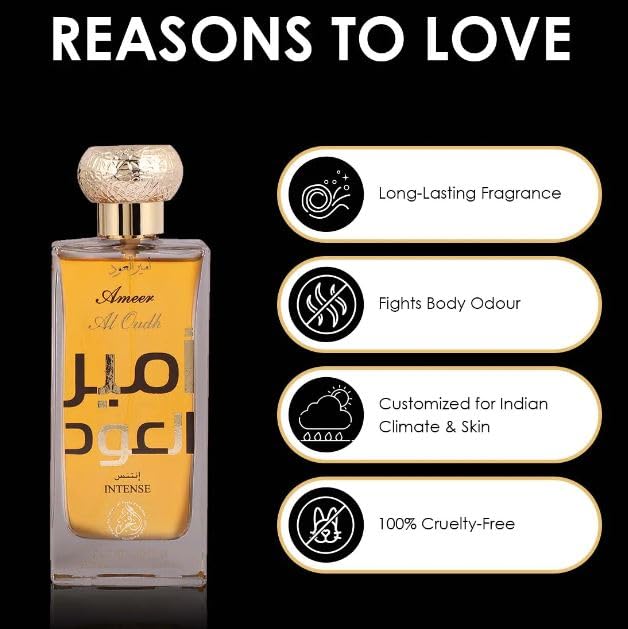 Image of Ameer al oud Intense Eau De Parfum Long Lasting 100ml Men Perfume, Balsamic, Floral & Woody, Soothing Fragrance