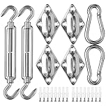 ZFYQ Garden Awning Mounting Kit, 40 Pieces Large Stainless Steel Hardware Kit for Installation of Rectangular and Triangular Shade Sail, M8