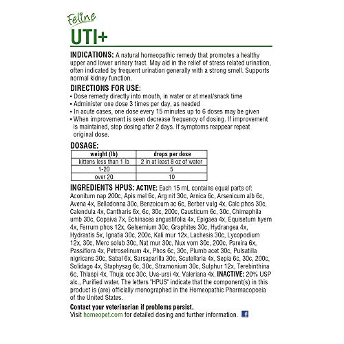 HomeoPet UTI Plus Urinary Tract Infection, Urinary Tract Support for Cats, 15 Milliliters - Image 5