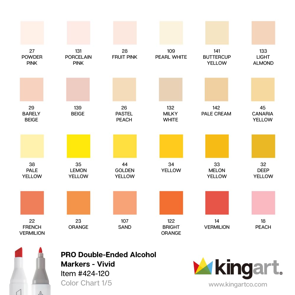 KINGART PRO Doppelendige Kunstmarker mit Alkoholtinte, 120 Farben, feine Spitze und Keilspitzen, permanent mit hervorragender Mischbarkeit, inklusive Kunststoffetui, 120 Stück