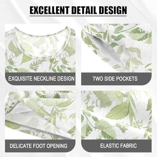 Green Leaves Pajama Set Pajamas Sleepwear Nightwear Loungewear Clothes Set B04047824