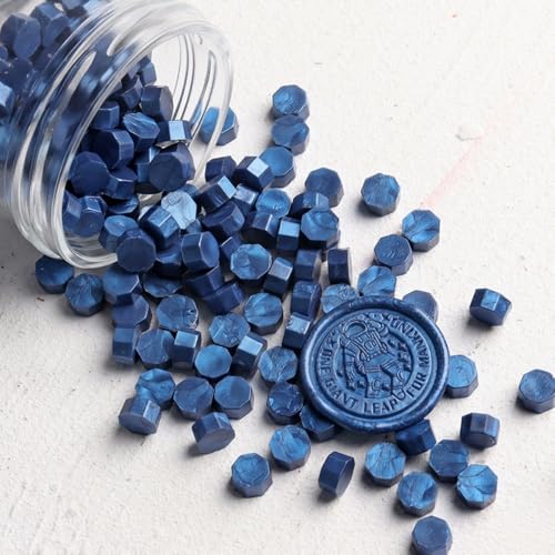 Comealltime 248-Piece Octagonal Sealing Wax Set including 2 Tea Lights & 1 Melting Spoon - Sea Blue, oceanblue - Image 3