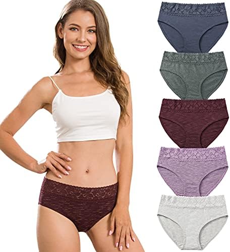 Altheanray Womens Underwear Cotton Briefs Lace Bikini Panties for Women Undies Hipster Stretch