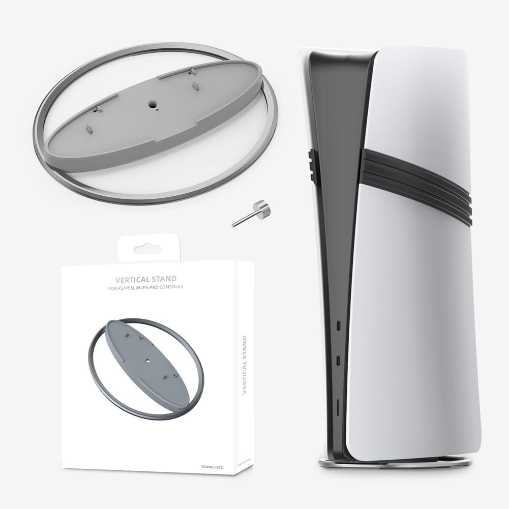 Base Antideslizante de Soporte Vertical de Metal Consola PS5 Pro/PS5 Slim/PS5 (Gris)