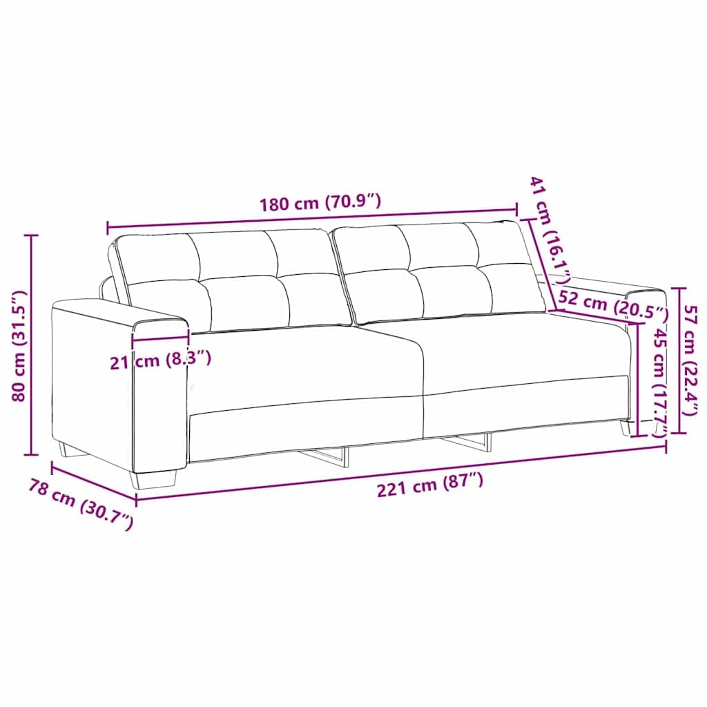 vidaXL 3-Sitzer-Sofa Dunkelgrün 220 cm Stoff | Perfekt zum Entspannen mit Freunden, Modernes Aussehen, das jeden Einrichtungsstil aufwertet,