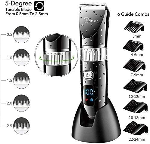 Hatteker Kingbox Professional Clipper Cordless Clippers Hair Trimmer Beard Shaver Electric Haircut Kit Ceramic Blade Waterproof Rechargeable Battery Led Display For Men And Family Use | Black 1