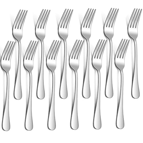 tiokin Tafelgabel-Set, 20,3 cm, 12 Stück, lebensmittelechter Edelstahl, Besteckgabeln, hochglanzpoliert, spülmaschinenfest, für Zuhause… – Ansicht 1