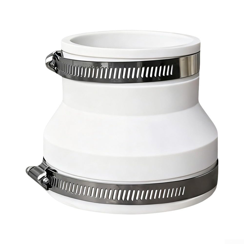Flexible Duct Reducer Coupler for Ventilation Systems, Shock-Absorbing Connector, Easy Installation, White(100mm to 90mm)