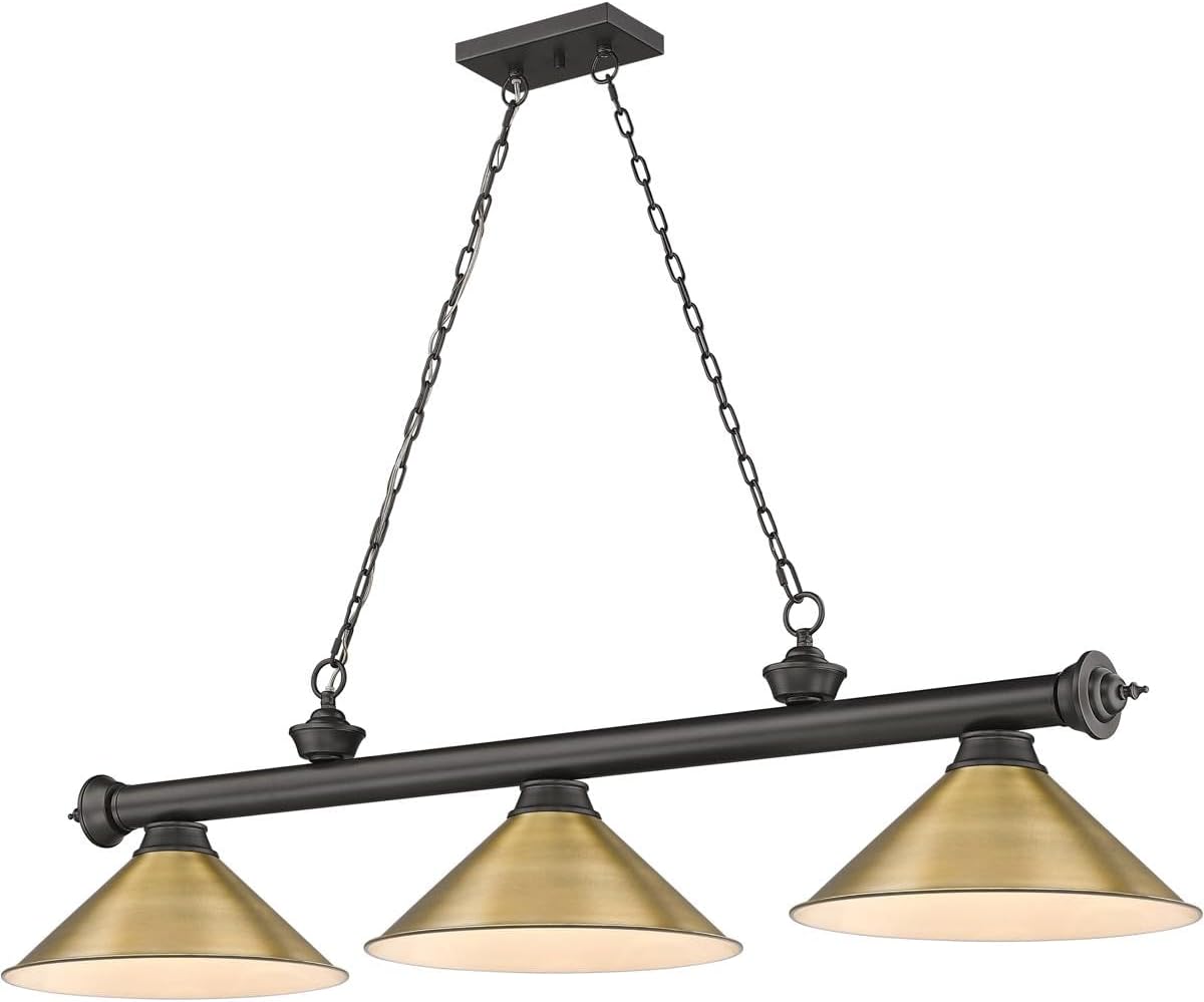 Z-Lite 2306-3BRZ-RB15 Cordon Billiard Pendant, 3-Light 180 Total Watts, Bronze