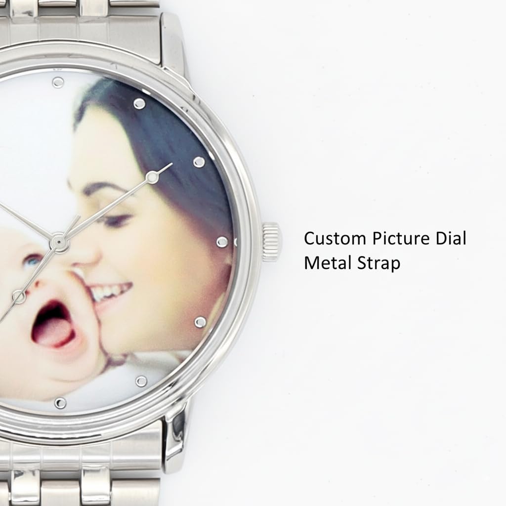 Reloj grabado con foto personalizada para hombre, regalo personalizado para tu marido, acero inoxidable plateado, reloj a juego para parejas, foto conmemorativa de bricolaje, para tu esposa o novio.
